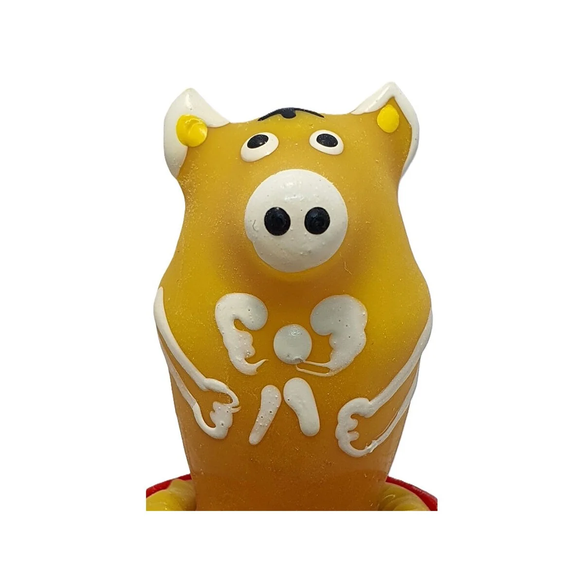 HANDBEMALTES KONDOM SCHWEIN SITZEND GELB VON KONDOMERIE