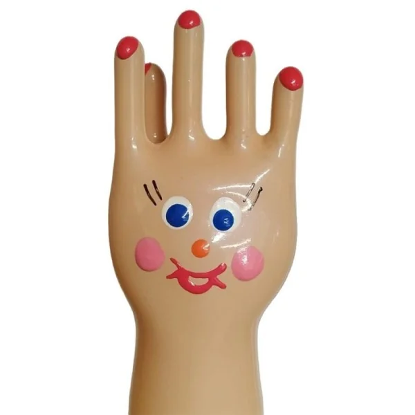 HANDBEMALTES KONDOM GROSSE GLÜCKLICHE HAND XL VON KONDOMERIE