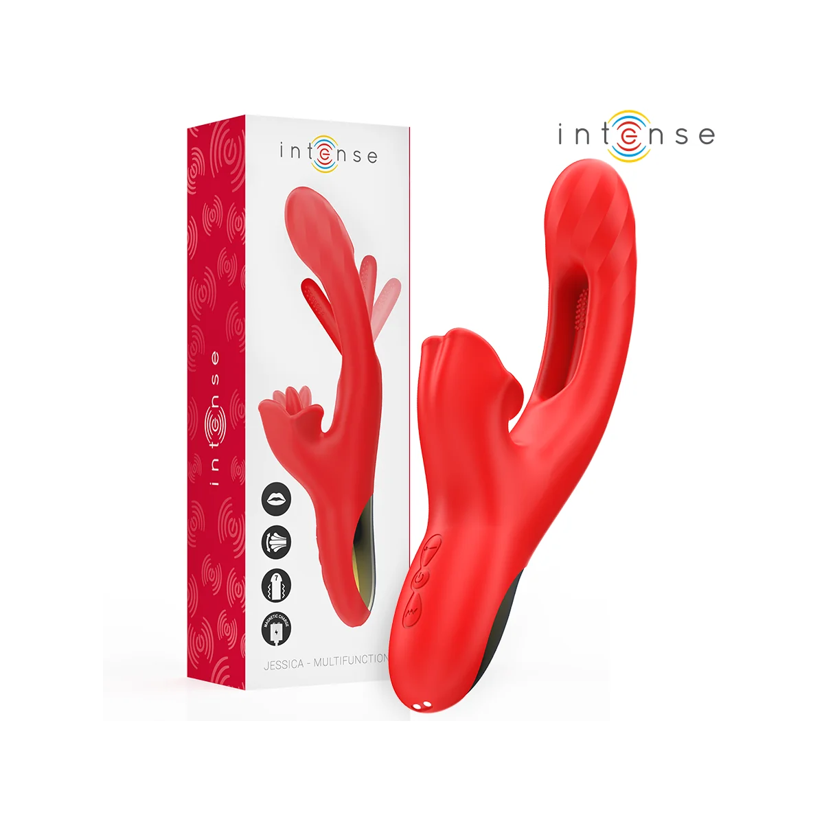 JESSICA MULTIFUNKTIONSVIBRATOR KLITORISSTIMULATION 24,8 CM ROT VON INTENSE FUN
