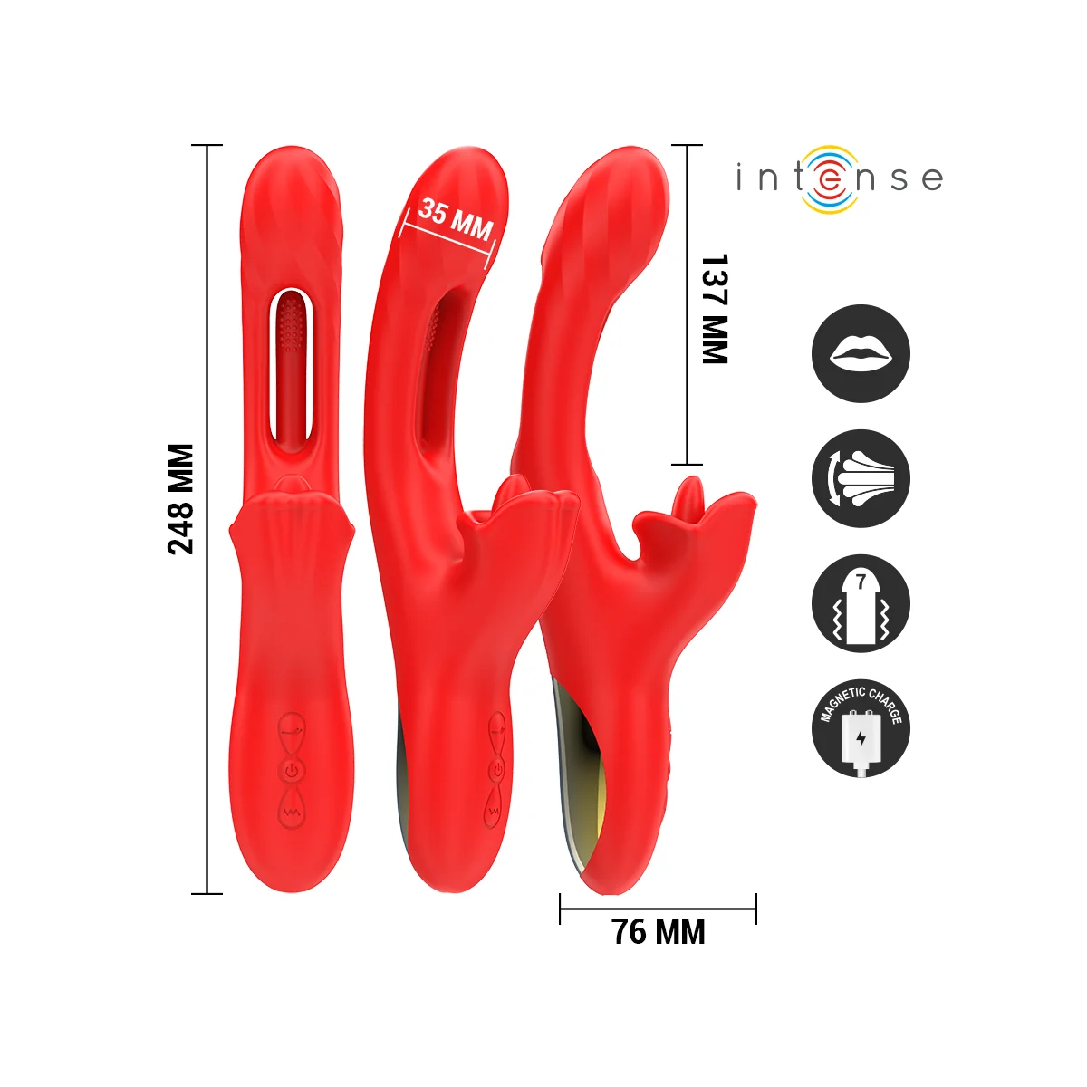 JESSICA MULTIFUNKTIONSVIBRATOR KLITORISSTIMULATION 24,8 CM ROT VON INTENSE FUN