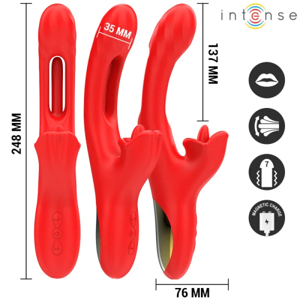 JESSICA MULTIFUNKTIONSVIBRATOR KLITORISSTIMULATION 24,8 CM ROT VON INTENSE FUN