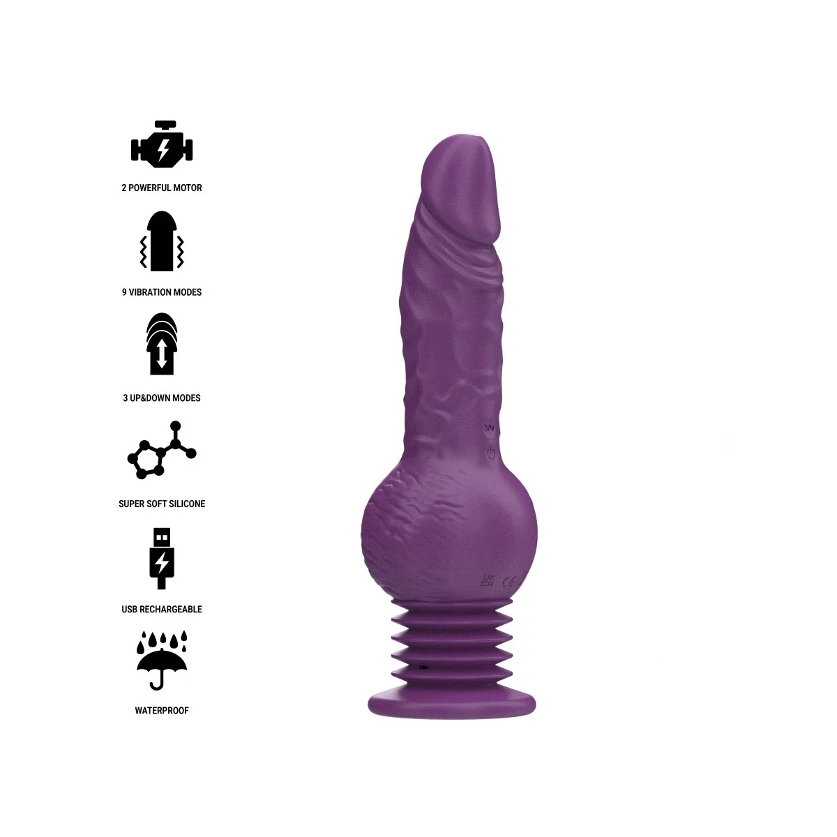 TATUM MULTIFUNKTIONSVIBRATOR MIT AUF- UND ABVIBRATION 24 CM LILA VON INTENSE FUN