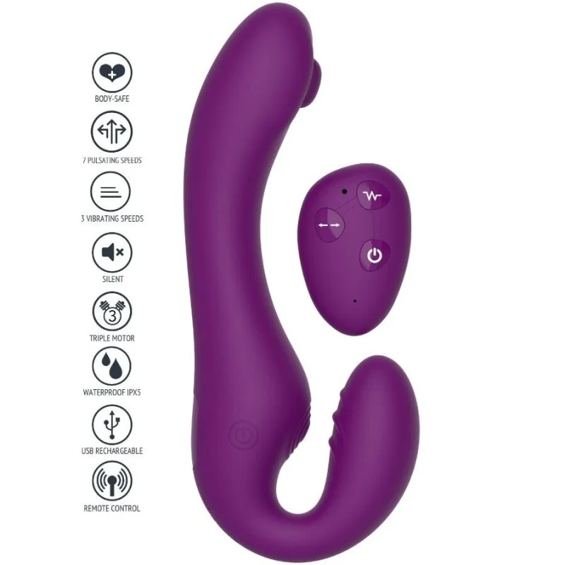 2 IN 1 STRAPLESS STRAP-ON VIBRATOR MIT FERNBEDIENUNG LILA VON XOCOON 2