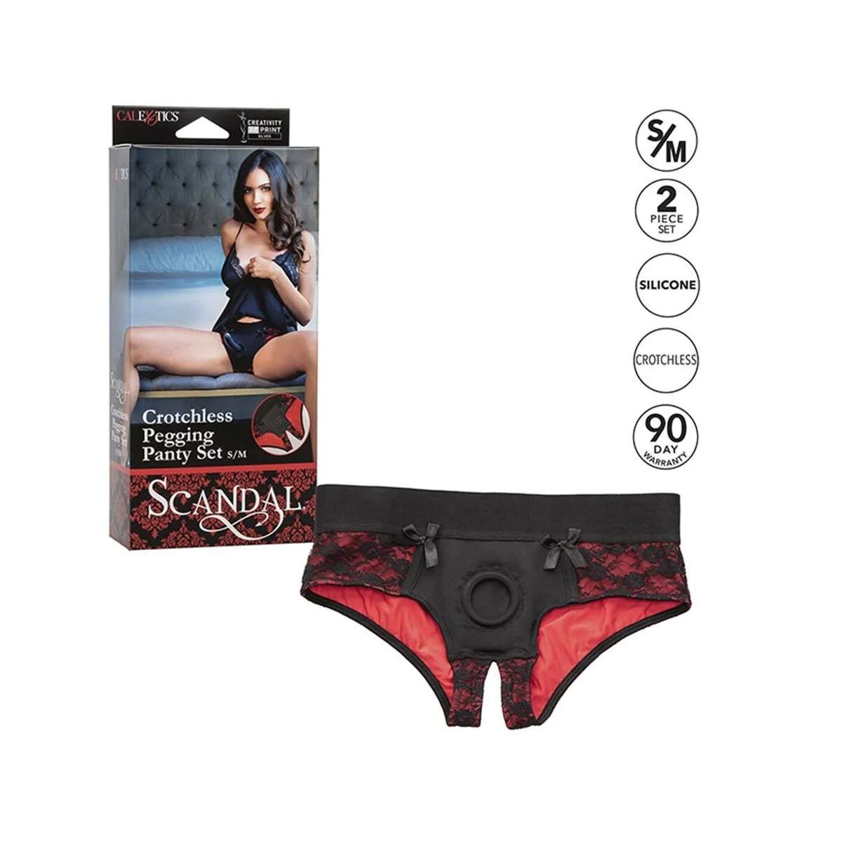 SCANDAL CROTCHLESS PANTIES SET MIT DILDO GRÖSSE S/M VON CALEXOTICS