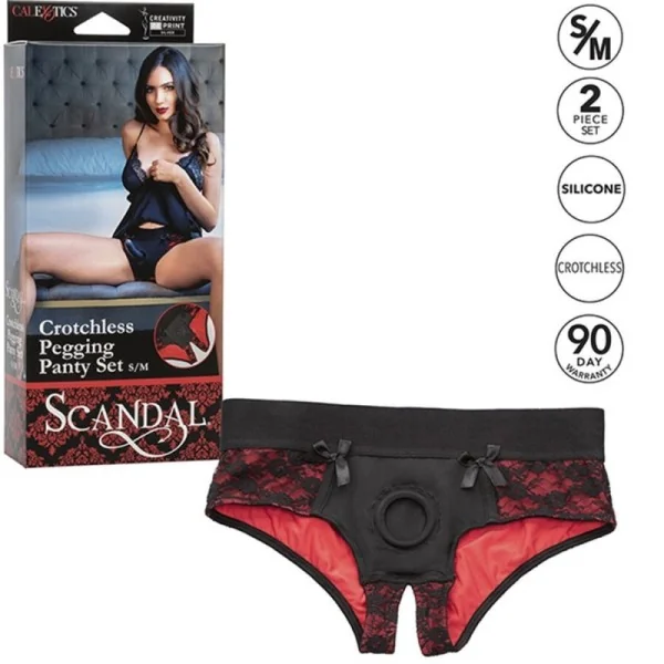 SCANDAL CROTCHLESS PANTIES SET MIT DILDO GRÖSSE S/M VON CALEXOTICS