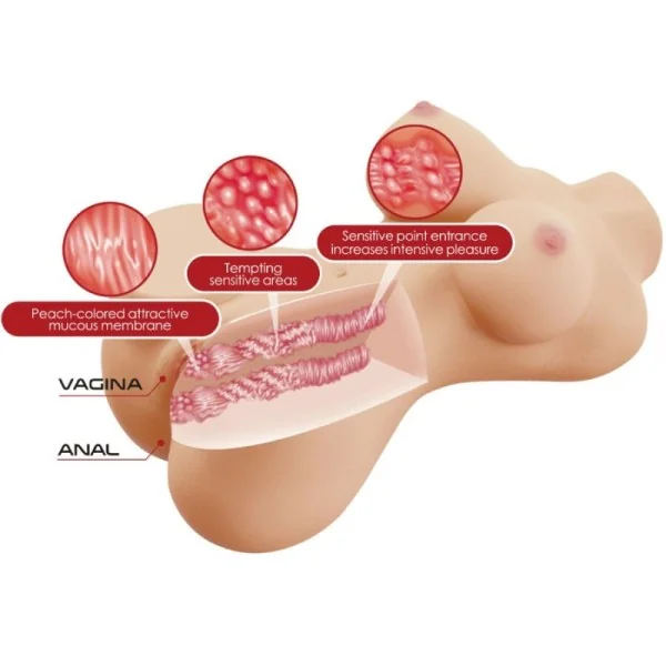 HETTY REALISTISCHER WEIBLICHER TORSO VAGINA UND ANAL 1,9 KG VON CRAZY BULL