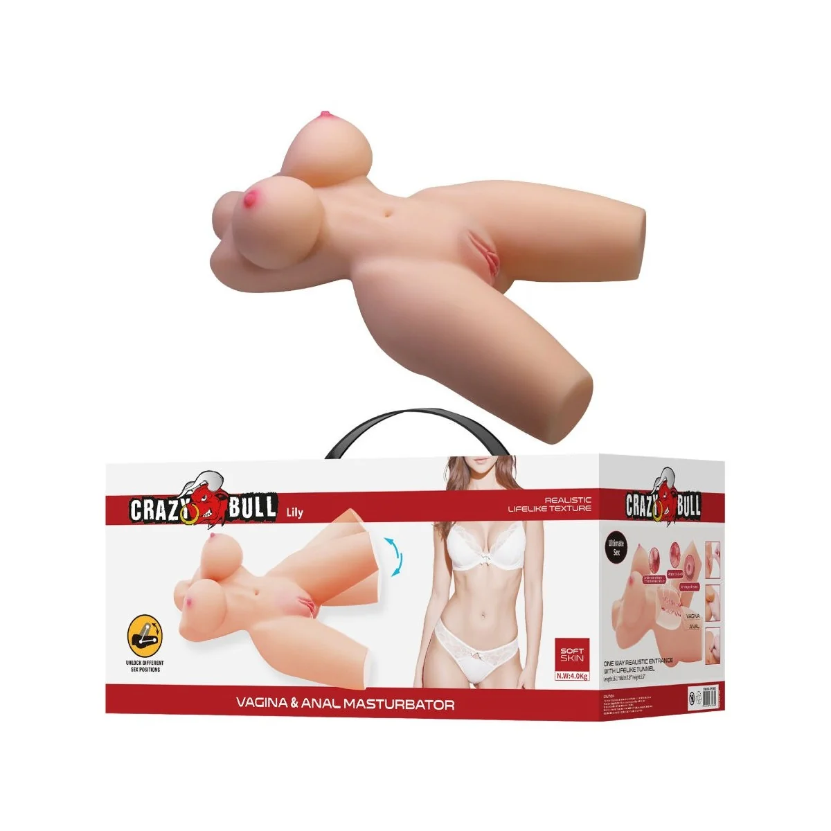 LILY REALISTISCHER WEIBLICHER TORSO VAGINA UND ANAL 4 KG VON CRAZY BULL