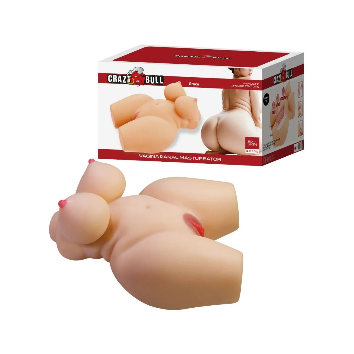 GRACE REALISTISCHER WEIBLICHER TORSO VAGINA UND ANAL 7,5 KG VON CRAZY BULL