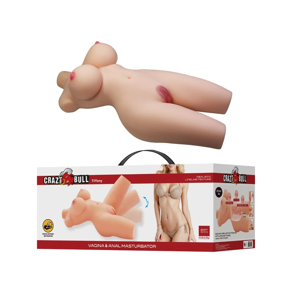 TIFFANY REALISTISCHER WEIBLICHER TORSO VAGINA UND ANAL 5,5 KG VON CRAZY BULL