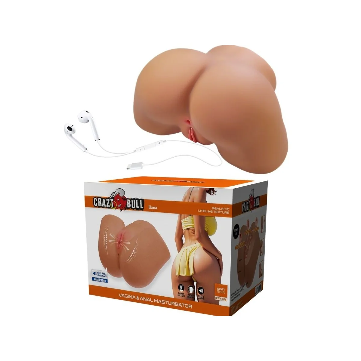 ILANA REALISTISCHER WEIBLICHER PO-VIBRATOR UND SAUGER MIT TON 6,8 KG VON CRAZY BULL