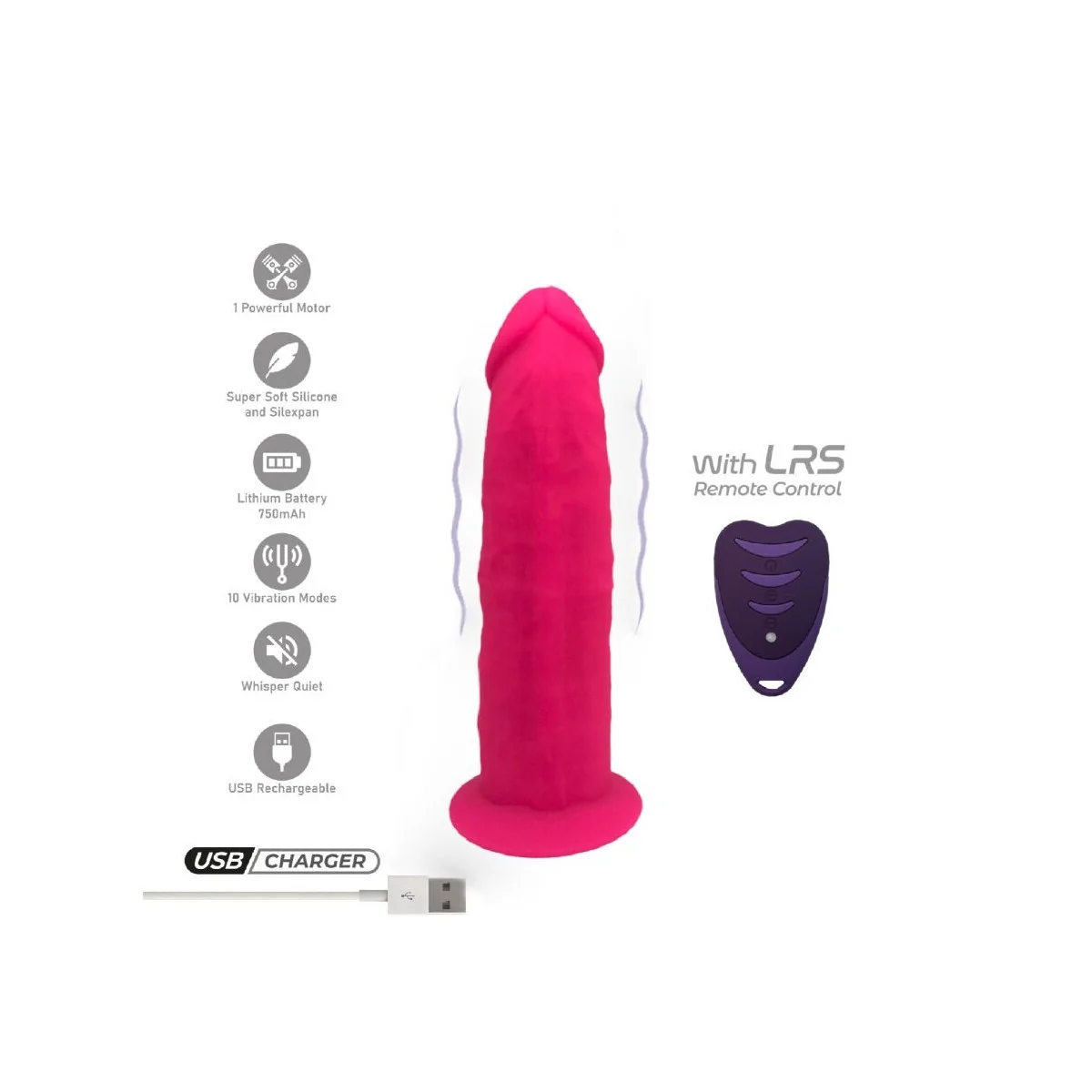 REALISTISCHER PENIS MODELL 2 ROSA + MIT FERNBEDIENUNG LRS 17 CM VON SILEXD