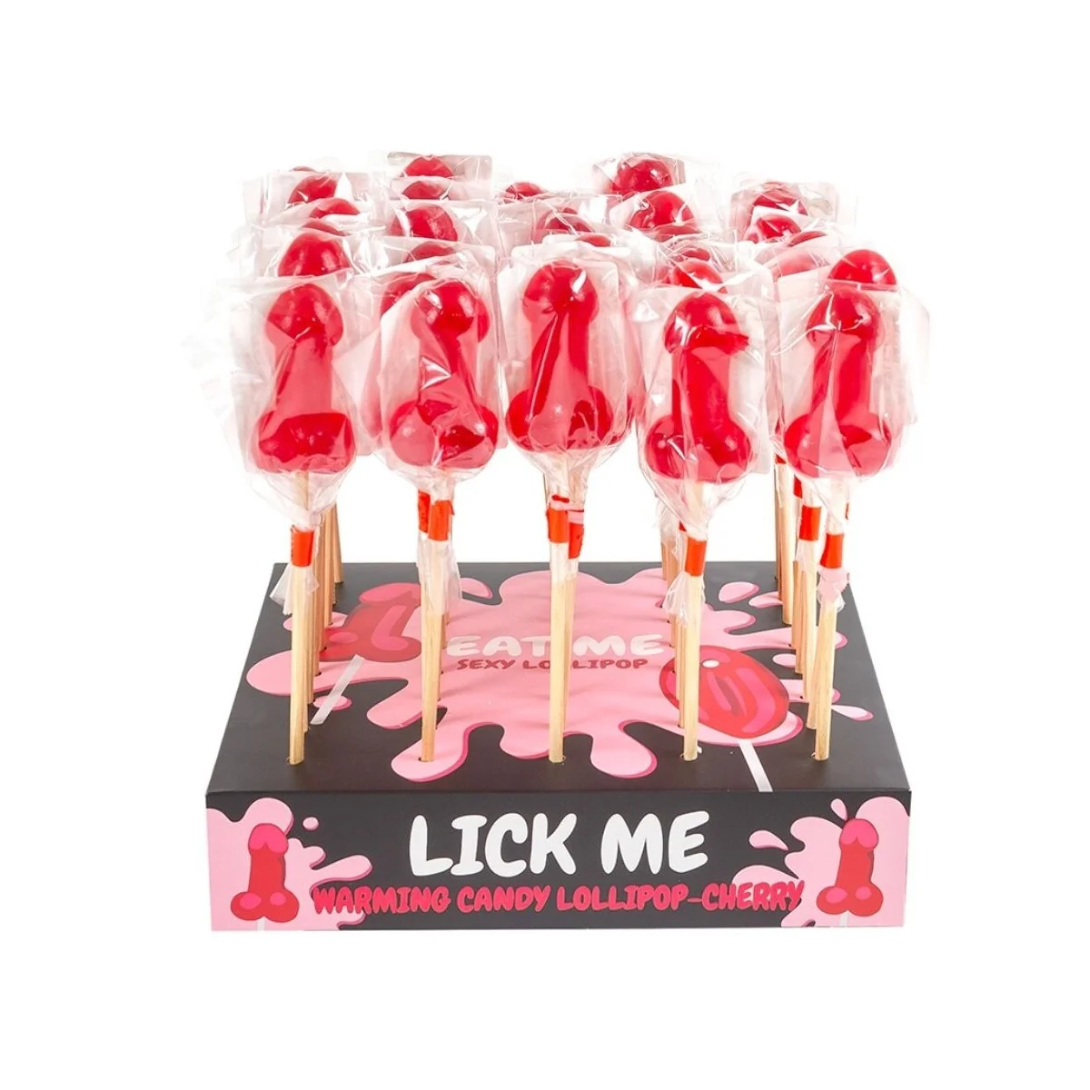 CHERRY CANDY PENIS LOLLIPOP DISPLAY MIT SCHARFEM WÄRMEEFFEKT (40 STÜCK) VON SECRETPLAY COSMETIC