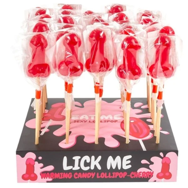 CHERRY CANDY PENIS LOLLIPOP DISPLAY MIT SCHARFEM WÄRMEEFFEKT (40 STÜCK) VON SECRETPLAY COSMETIC