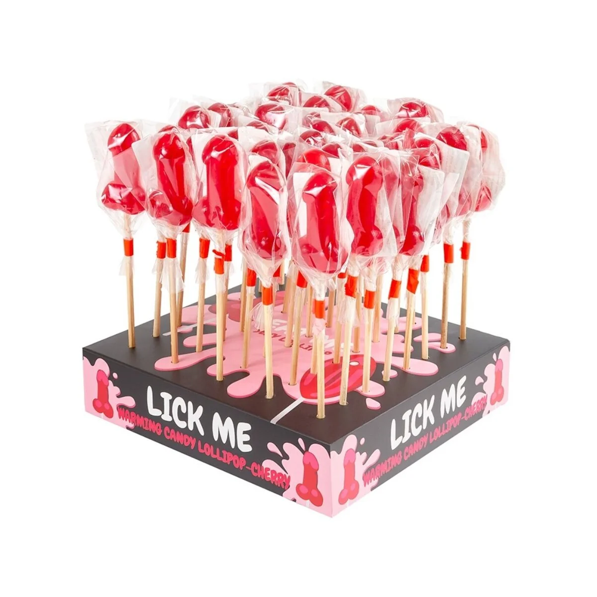 CHERRY CANDY PENIS LOLLIPOP DISPLAY MIT SCHARFEM WÄRMEEFFEKT (40 STÜCK) VON SECRETPLAY COSMETIC