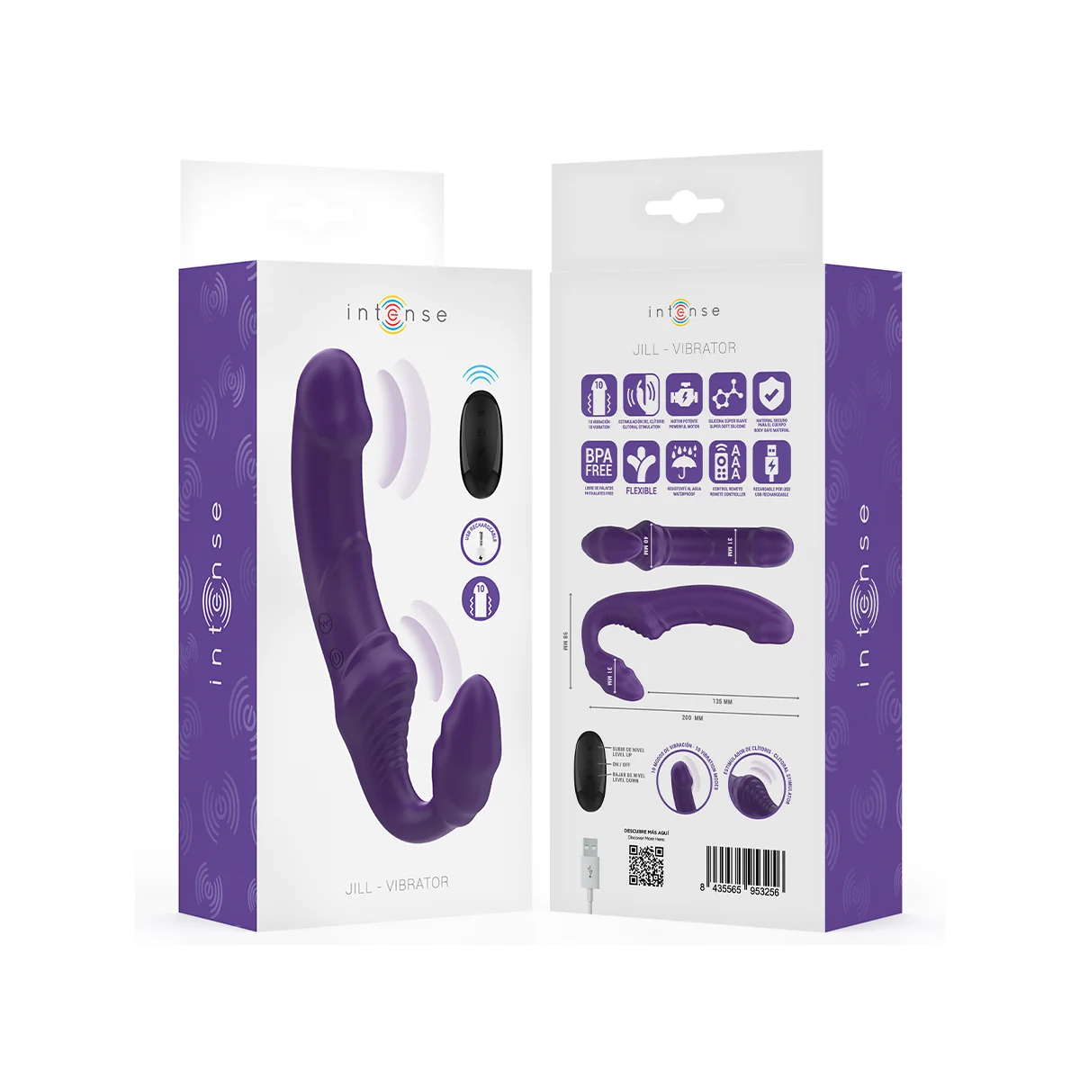 JILL DOPPELVIBRATOR 20 CM LILA MIT FERNBEDIENUNG VON INTENSE FUN