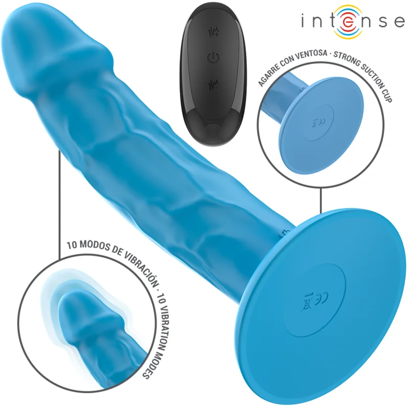 PHOEBE REALISTISCHER VIBRATOR 10 VIBRATIONEN BLAUE MIT FERNBEDIENUNG VON INTENSE FUN 2