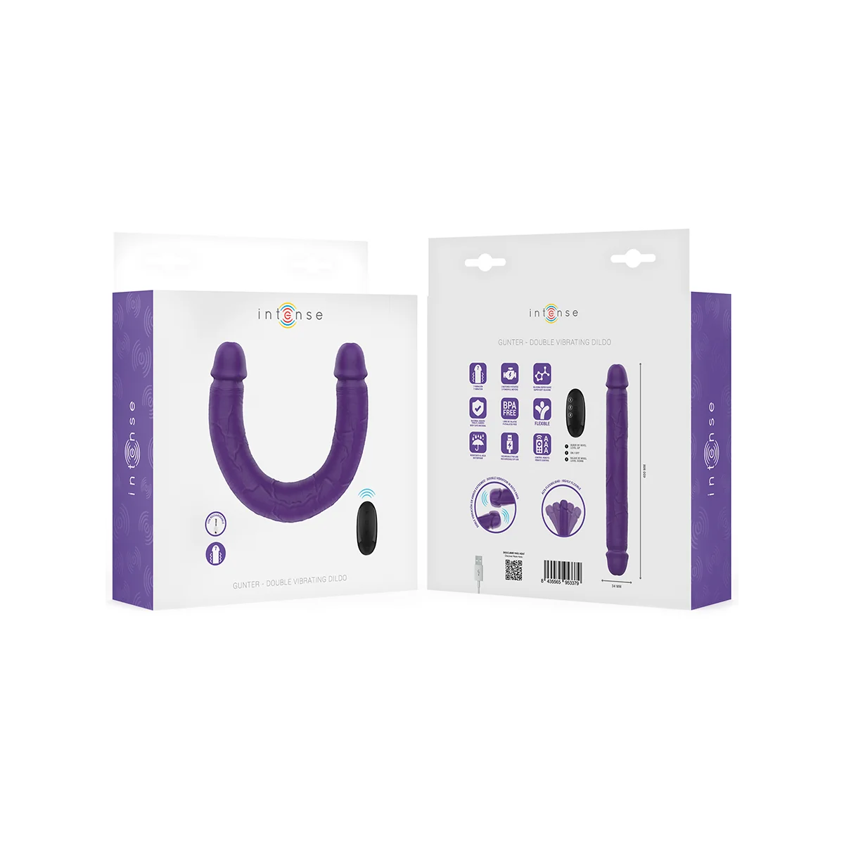 GUNTER DILDO DOPPELVIBRATOR 40 CM LILA MIT FERNBEDIENUNG VON INTENSE FUN