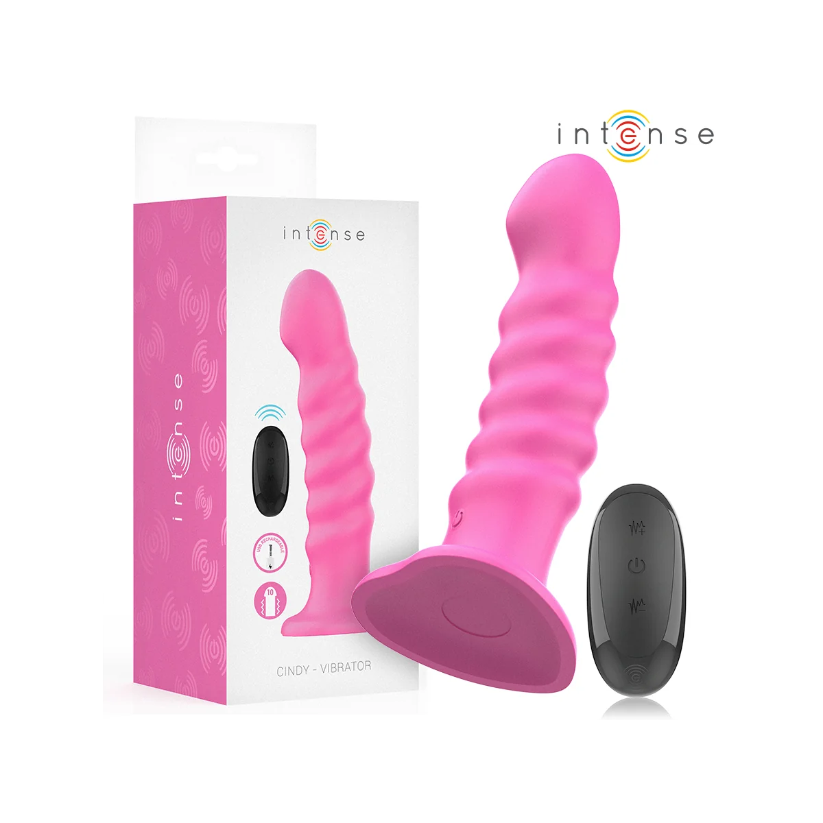 CINDY VIBRATOR GRÖSSE L SPIRALENDESIGN 10 VIBRATIONEN ROSA MIT FERNBEDIENUNG VON INTENSE FUN