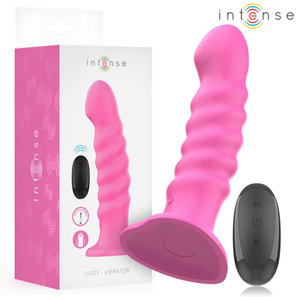 CINDY VIBRATOR GRÖSSE L SPIRALENDESIGN 10 VIBRATIONEN ROSA MIT FERNBEDIENUNG VON INTENSE FUN