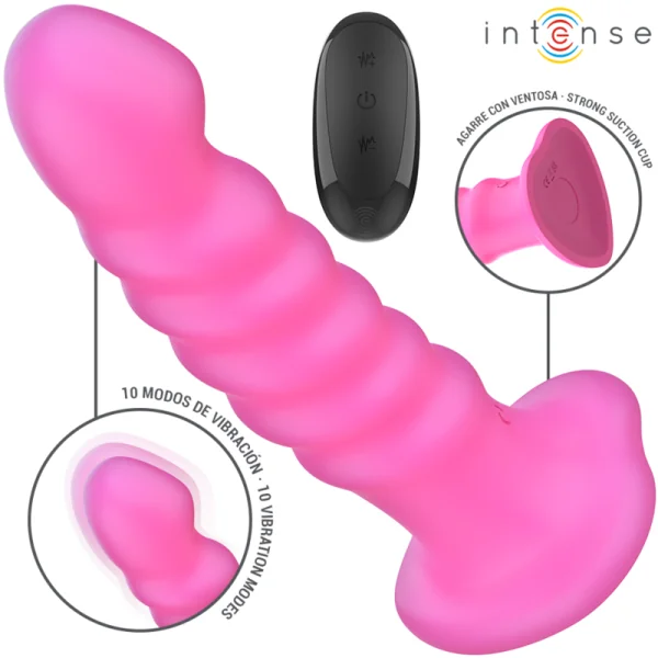 CINDY VIBRATOR GRÖSSE L SPIRALENDESIGN 10 VIBRATIONEN ROSA MIT FERNBEDIENUNG VON INTENSE FUN