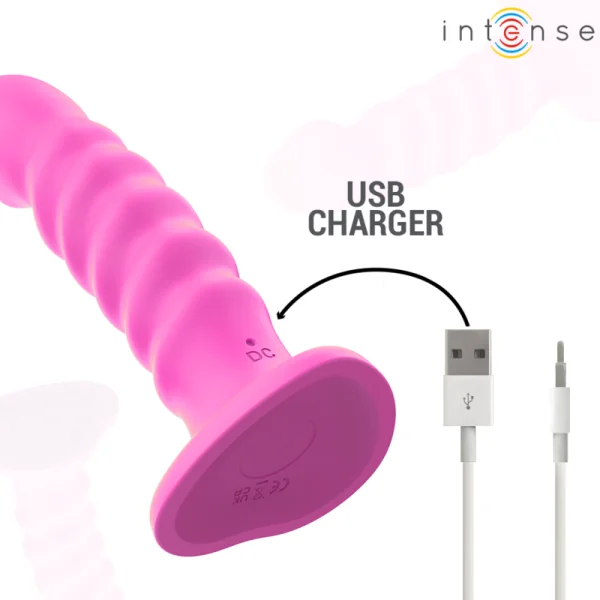 CINDY VIBRATOR GRÖSSE L SPIRALENDESIGN 10 VIBRATIONEN ROSA MIT FERNBEDIENUNG VON INTENSE FUN