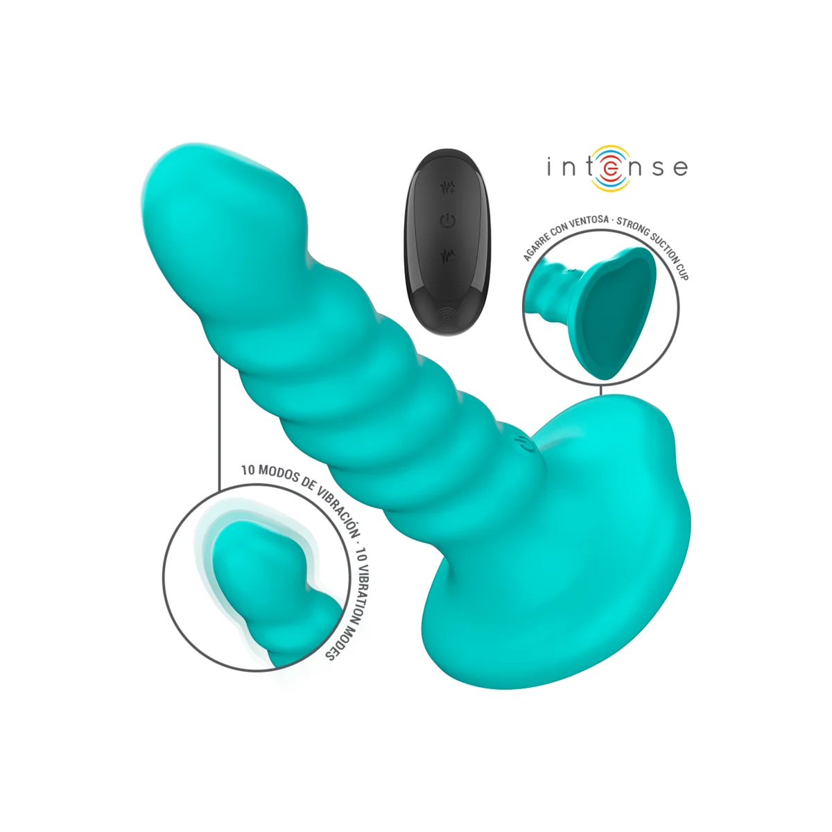 BUFFY VIBRATOR GRÖSSE S SPIRALE DESIGN 10 VIBRATIONEN BLAU MIT FERNBEDIENUNG VON INTENSE FUN