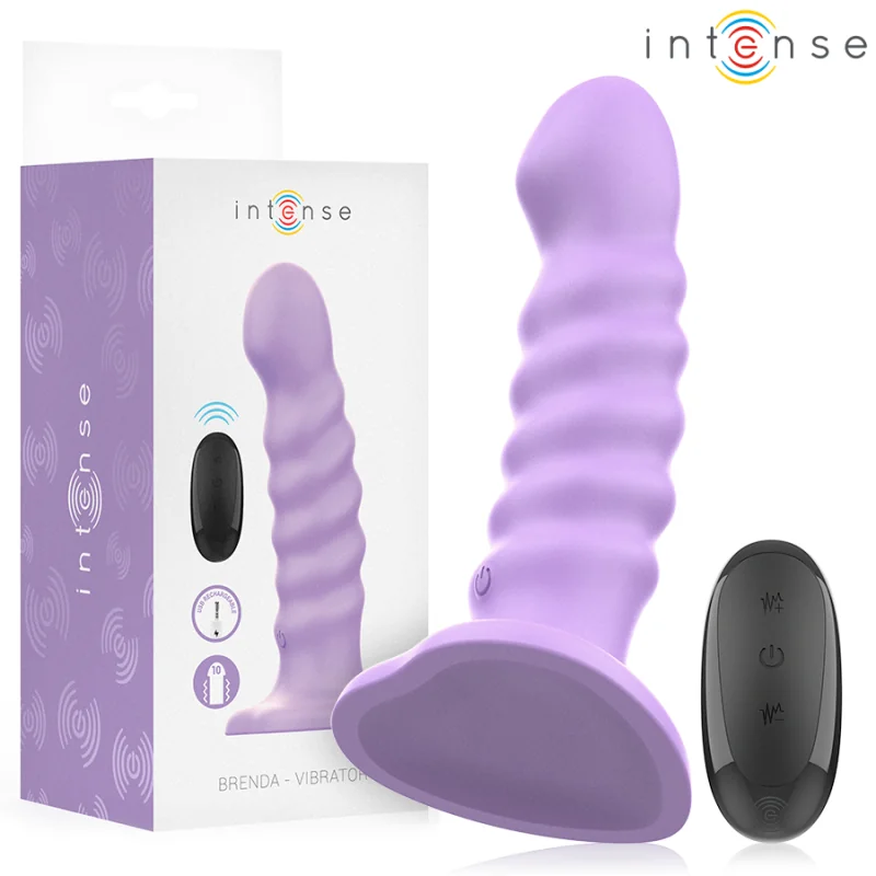 BRENDA VIBRATOR GRÖSSE M SPIRALENDESIGN 10 VIBRATIONEN LILA MIT FERNBEDIENUNG VON INTENSE FUN