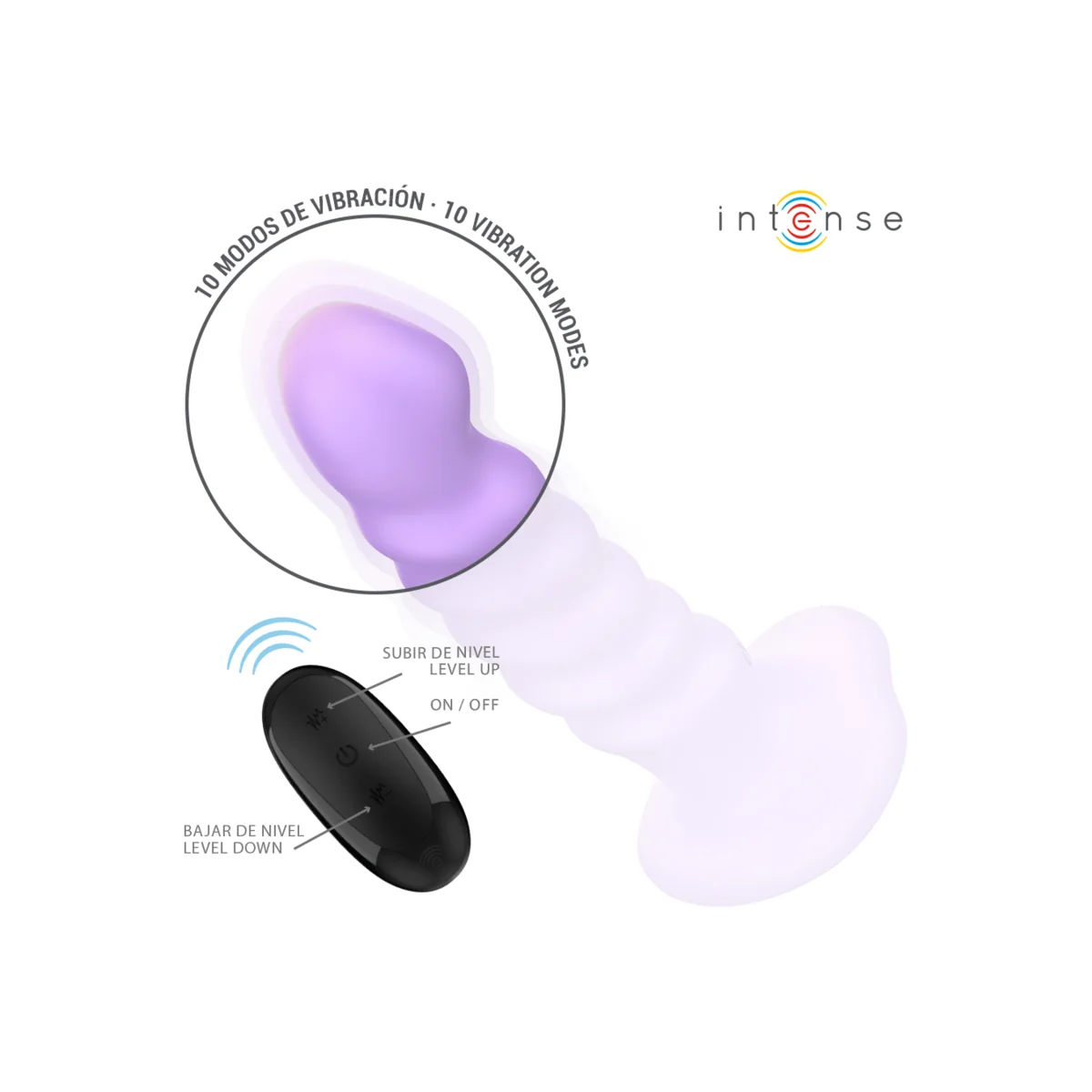 BRENDA VIBRATOR GRÖSSE M SPIRALENDESIGN 10 VIBRATIONEN LILA MIT FERNBEDIENUNG VON INTENSE FUN