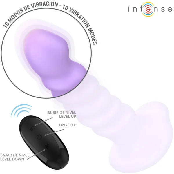 BRENDA VIBRATOR GRÖSSE M SPIRALENDESIGN 10 VIBRATIONEN LILA MIT FERNBEDIENUNG VON INTENSE FUN