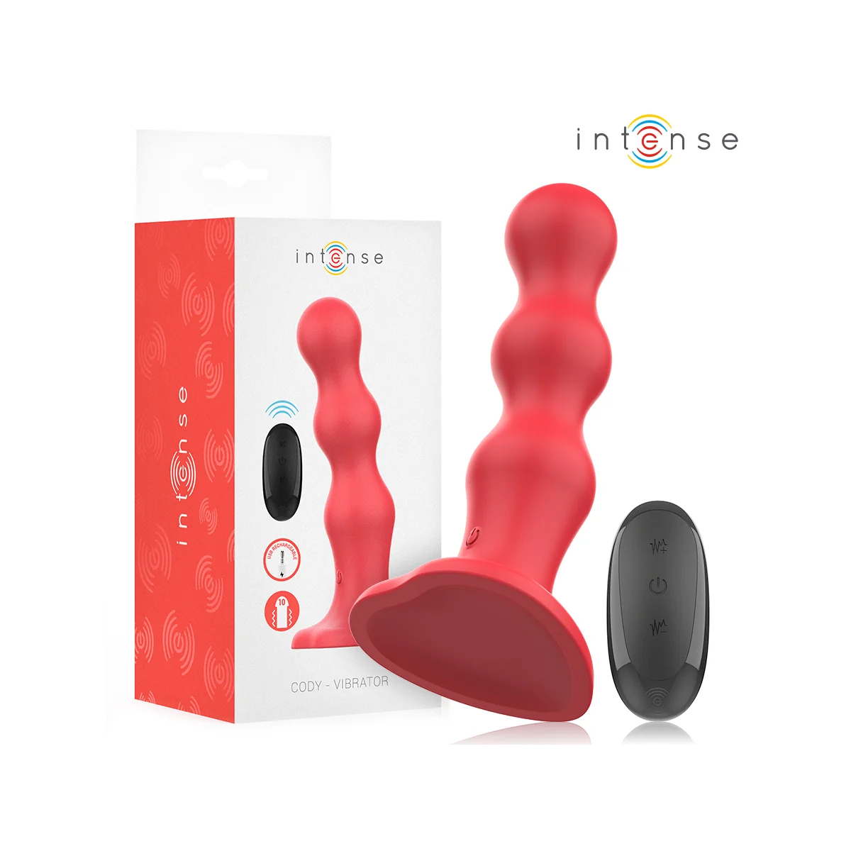 CODY VIBRATOR MIT SAUGNÄPFEN ROTE MIT FERNBEDIENUNG VON INTENSE FUN