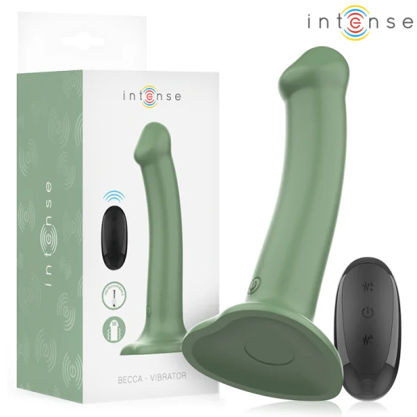 BECCA VIBRATOR MIT SAUGNAPF 10 VIBRATIONEN GRÜNE MIT FERNBEDIENUNG VON INTENSE FUN