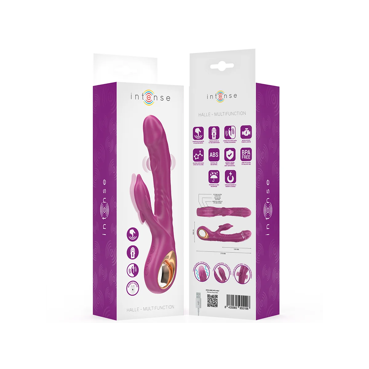 HALLE MULTIFUNKTIONSVIBRATOR MIT DELFIN-STIMULIERENDER ZUNGE LILA VON INTENSE FUN