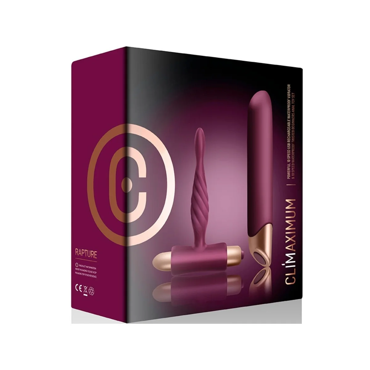 RAPTURE KIT VIBRATOR CLASSIC + ANFÄNGER-ANALPLUG VON CLIMAXIMUM
