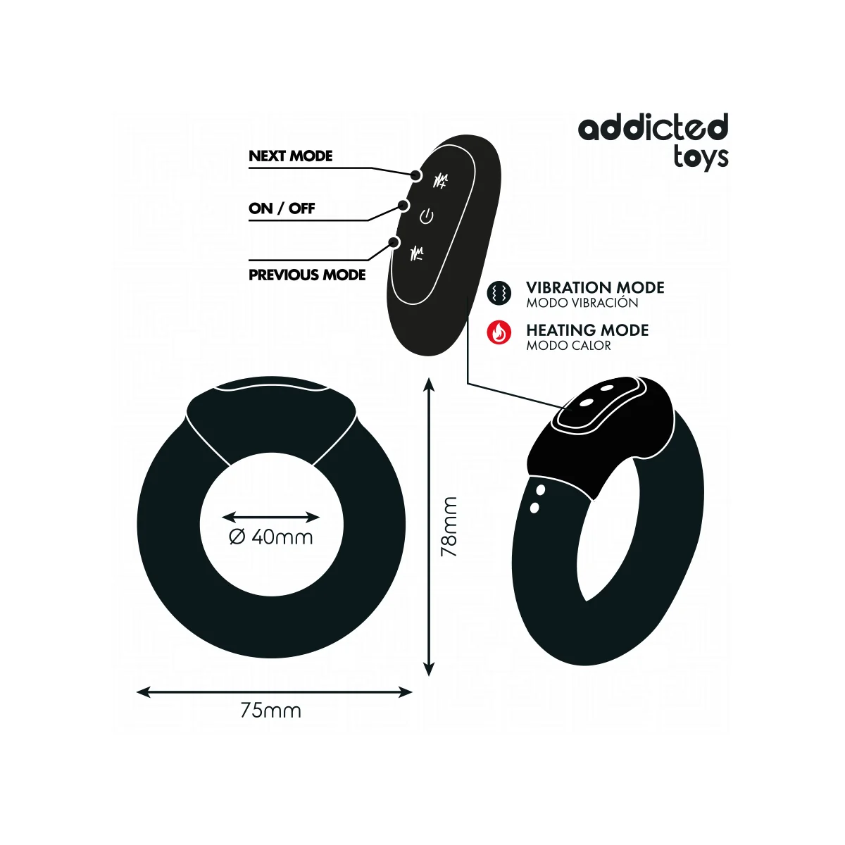 VIBRIERENDER COCKRING MIT WÄRMEEFFEKT UND MIT FERNBEDIENUNG VON ADDICTED TOYS