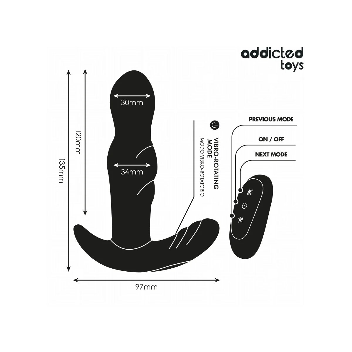 ROTIERENDER VIBRIERENDER ANALPLUG MIT FERNBEDIENUNG VON ADDICTED TOYS