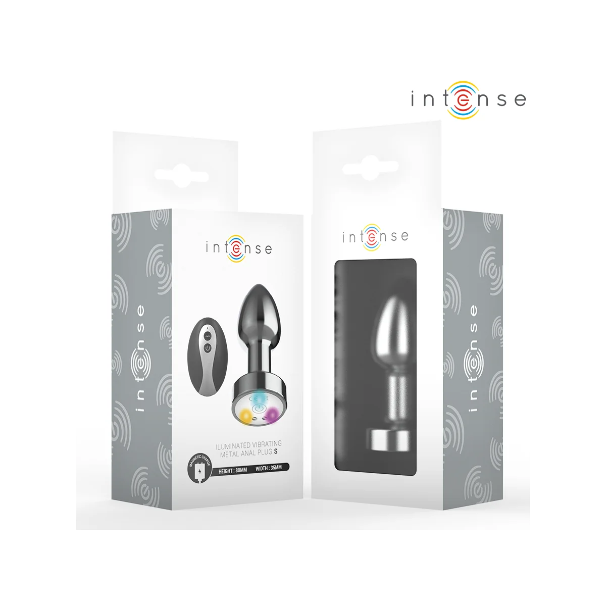 VIBRIERENDER ANALPLUG AUS METALL MIT LED-LEUCHTEN UND MIT FERNBEDIENUNG - GRÖSSE S VON INTENSE ANAL TOYS