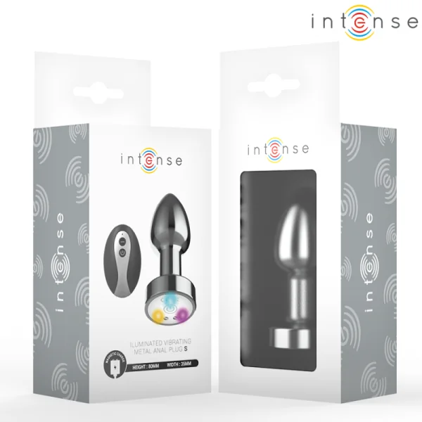VIBRIERENDER ANALPLUG AUS METALL MIT LED-LEUCHTEN UND MIT FERNBEDIENUNG - GRÖSSE S VON INTENSE ANAL TOYS