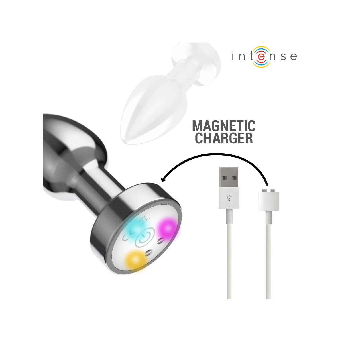 VIBRIERENDER ANALPLUG AUS METALL MIT LED-LEUCHTEN UND MIT FERNBEDIENUNG - GRÖSSE S VON INTENSE ANAL TOYS