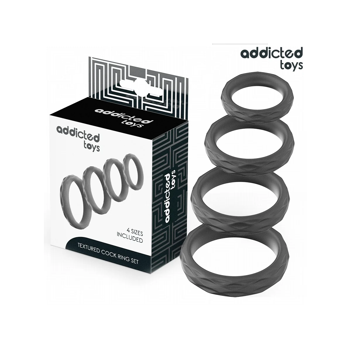 SET MIT STRUKTURIERTEM COCKRING IN 4 GRÖSSEN VON ADDICTED TOYS