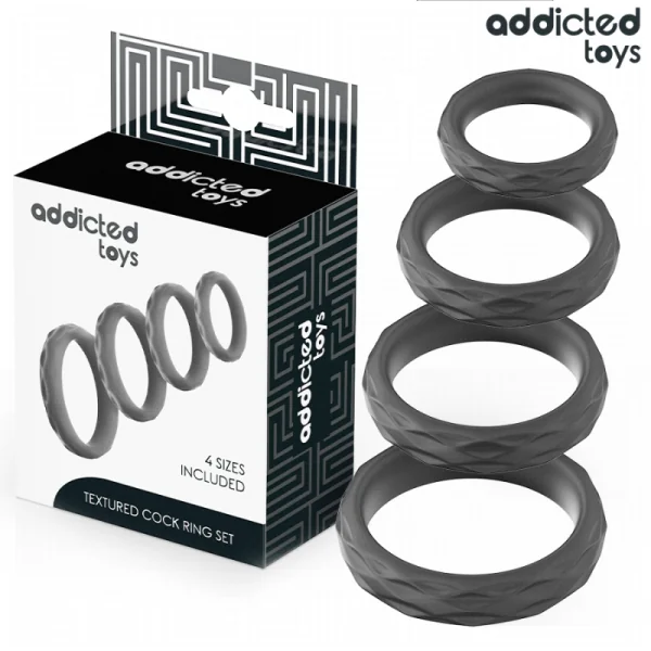 SET MIT STRUKTURIERTEM COCKRING IN 4 GRÖSSEN VON ADDICTED TOYS
