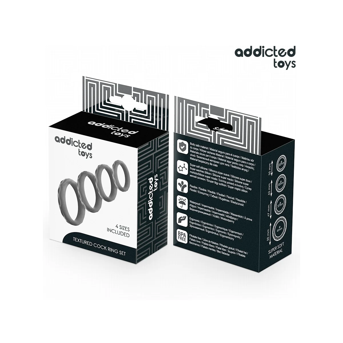 SET MIT STRUKTURIERTEM COCKRING IN 4 GRÖSSEN VON ADDICTED TOYS