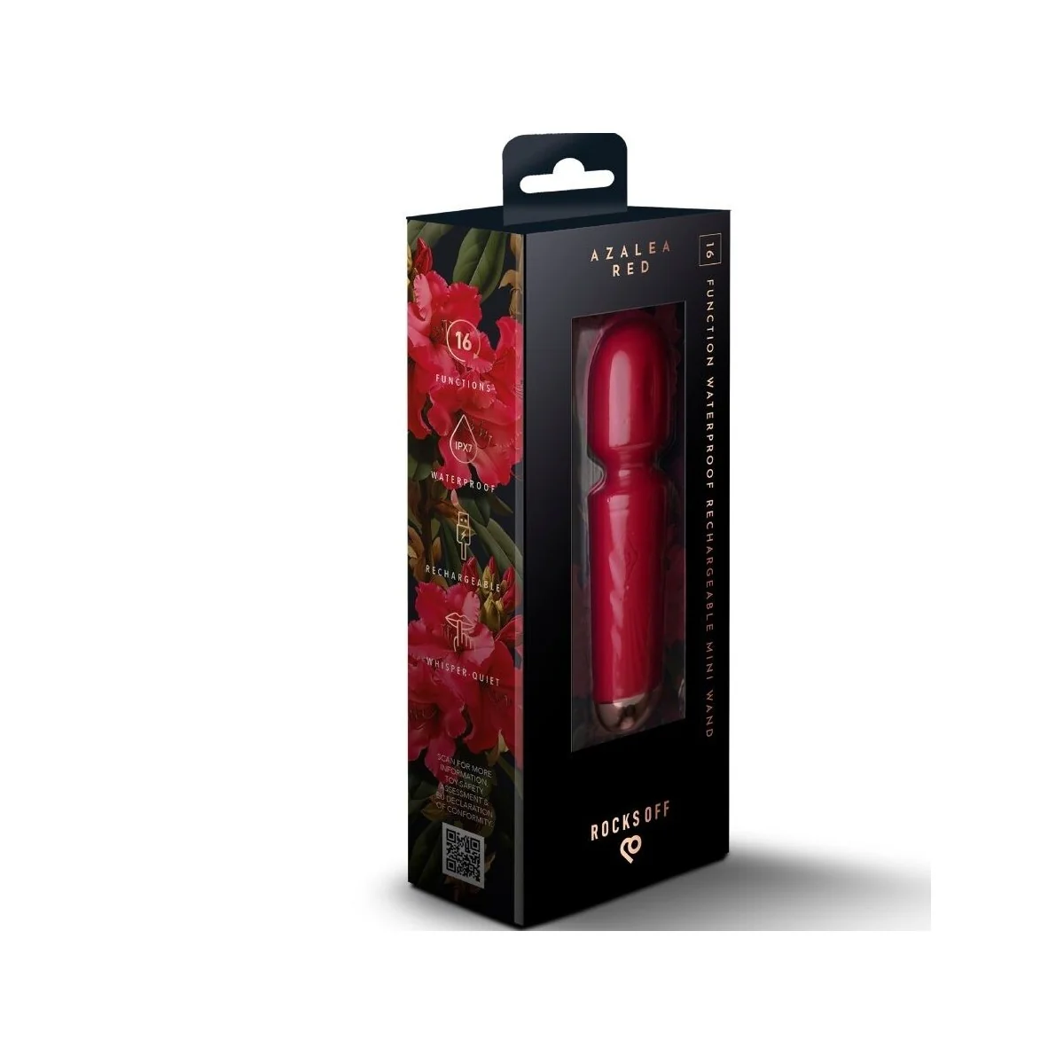 WIEDERAUFLADBARER MINI-ZAUBERSTAB MIT 16 FUNKTIONEN, AZALEENROT VON ROCKS-OFF
