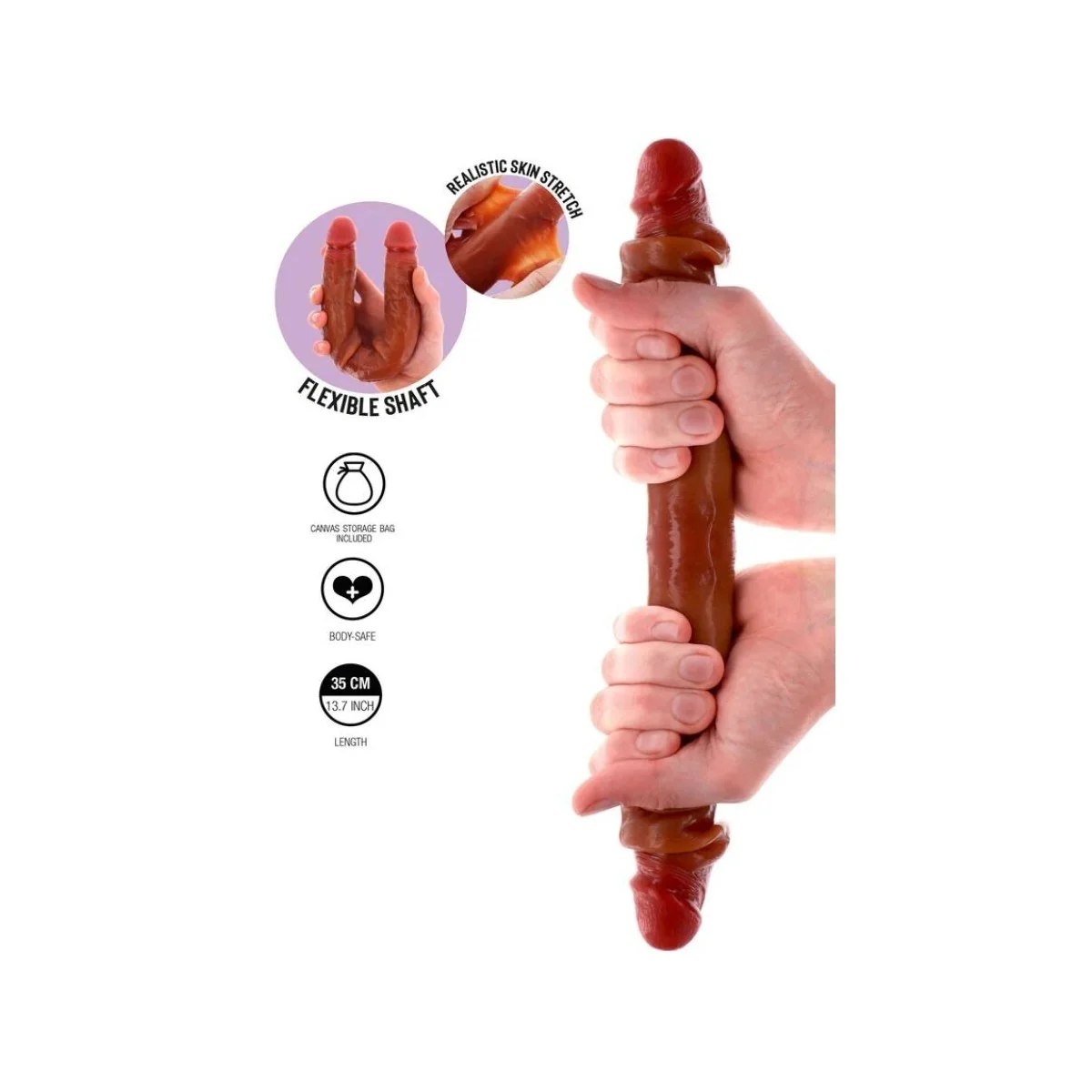 DOPPELENDES SILIKON-DILDO KARAMELL 35 CM VON GET REAL