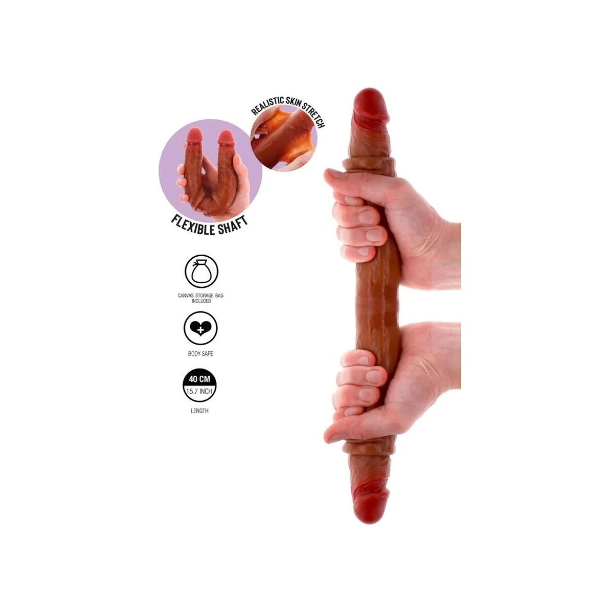 DOPPELENDES SILIKON-DILDO KARAMELL 40 CM VON GET REAL