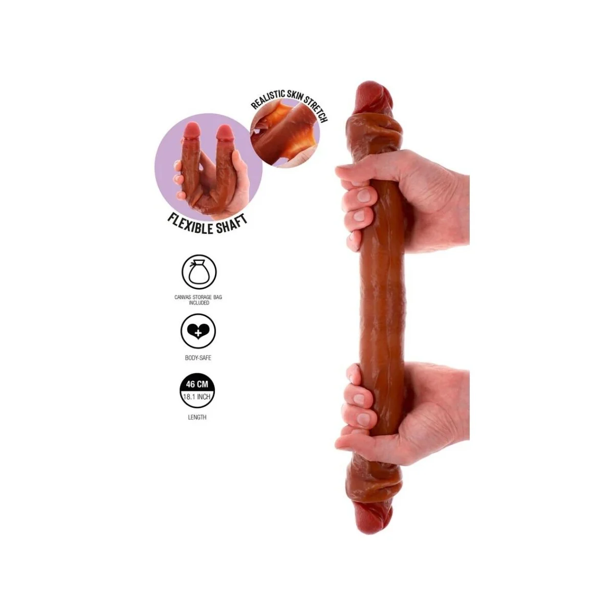 DOPPELENDES SILIKON-DILDO KARAMELL 46 CM VON GET REAL