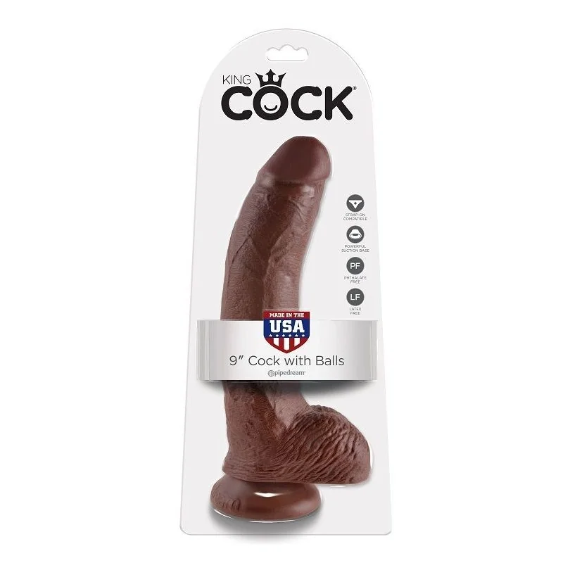 9 Dildo Braun mit Eier 22.9 cm von King Cock kaufen | Fesselliebe