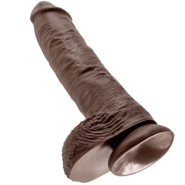 10 Dildo Braun mit Eier 25.4 cm von King Cock kaufen | Fesselliebe