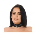 Lederhalsband mit Ring und Nieten von Bondage Play