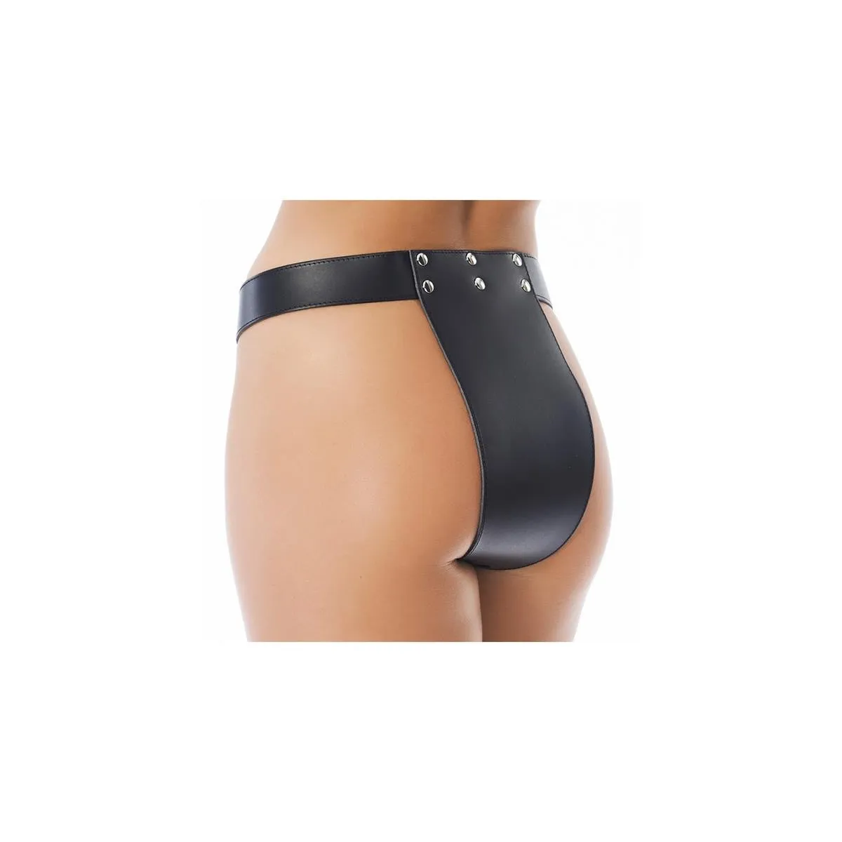 Leder-Keuschheitsslip mit Vorhängeschlössern von Bondage Play | Fesselliebe.de