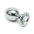 Analplug aus Plattiertem Stahl mit Transparentem Kristallherz von Bondage Play